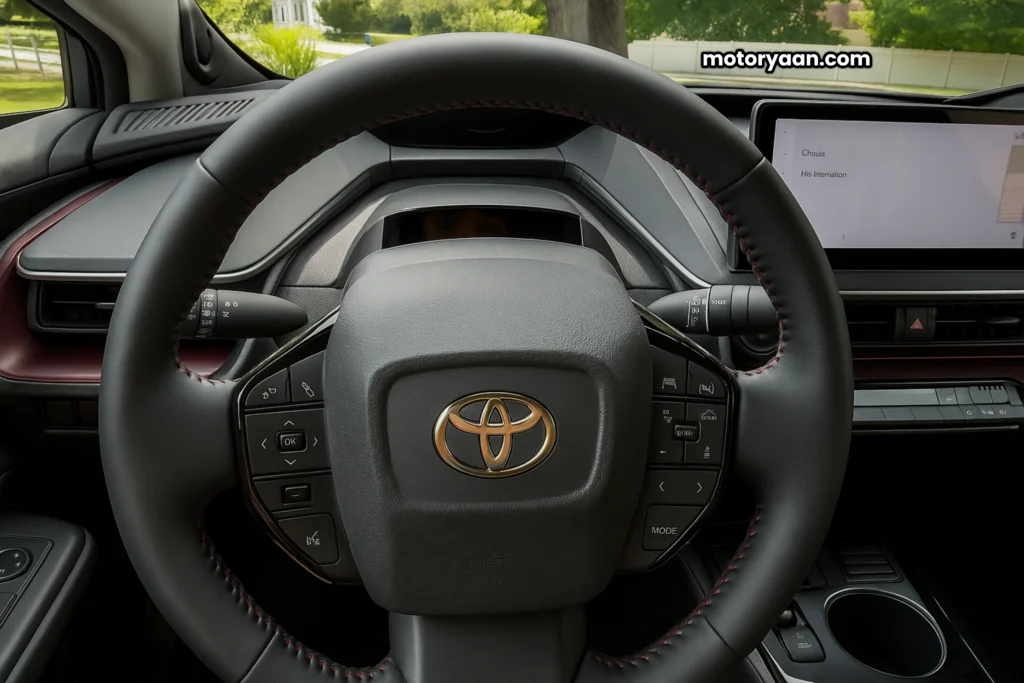 Steering wheel and digital instrument cluster of 2025 Toyota Prius XSE Plug-In
