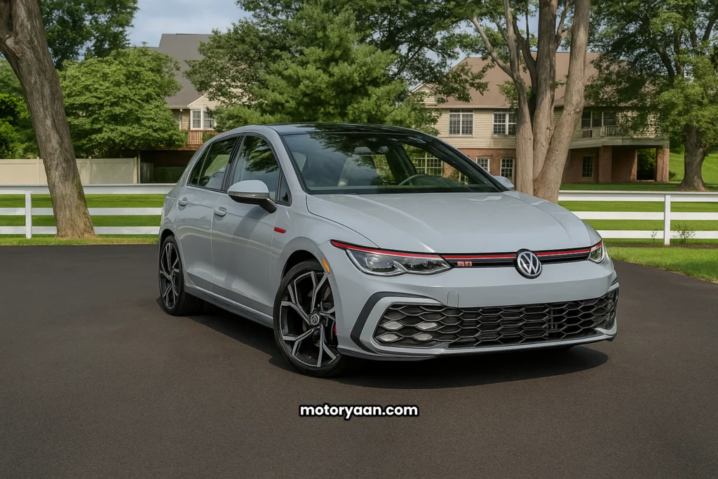 2025 Volkswagen GTI Facelift exterior front and side angle showcasing premium design.
