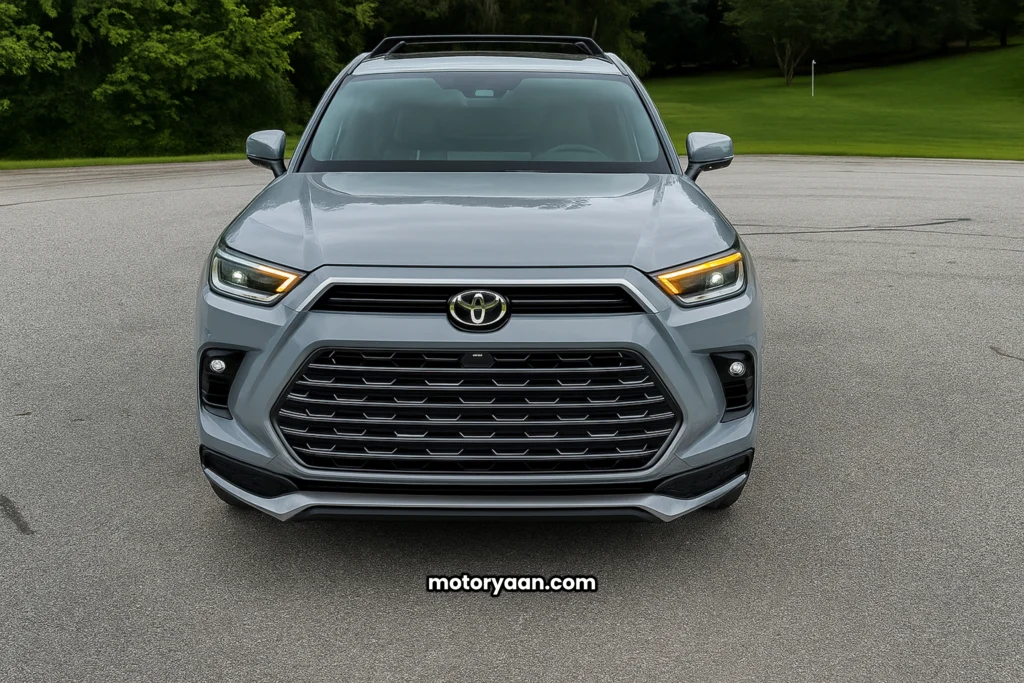 2025 Toyota Grand Highlander Hybrid Max Platinum front profile view.
