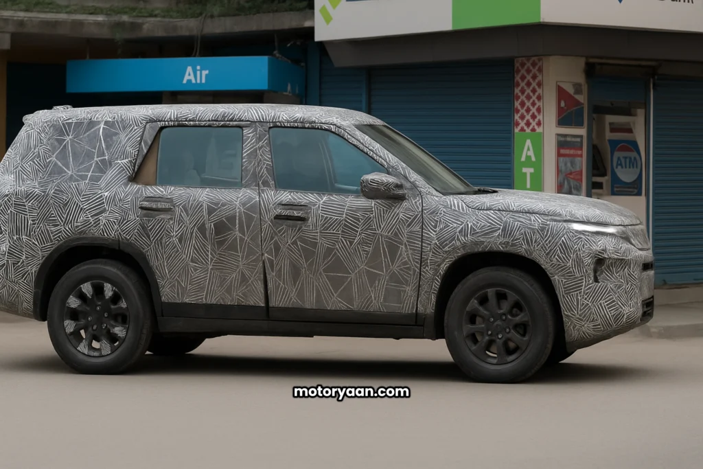 Tata Sierra side profile spotted testing in Srinagar – possible base variant SUV