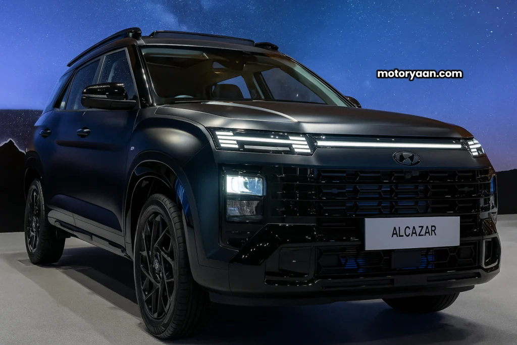 Hyundai Alcazar Knight Edition 2025 front side view black edition