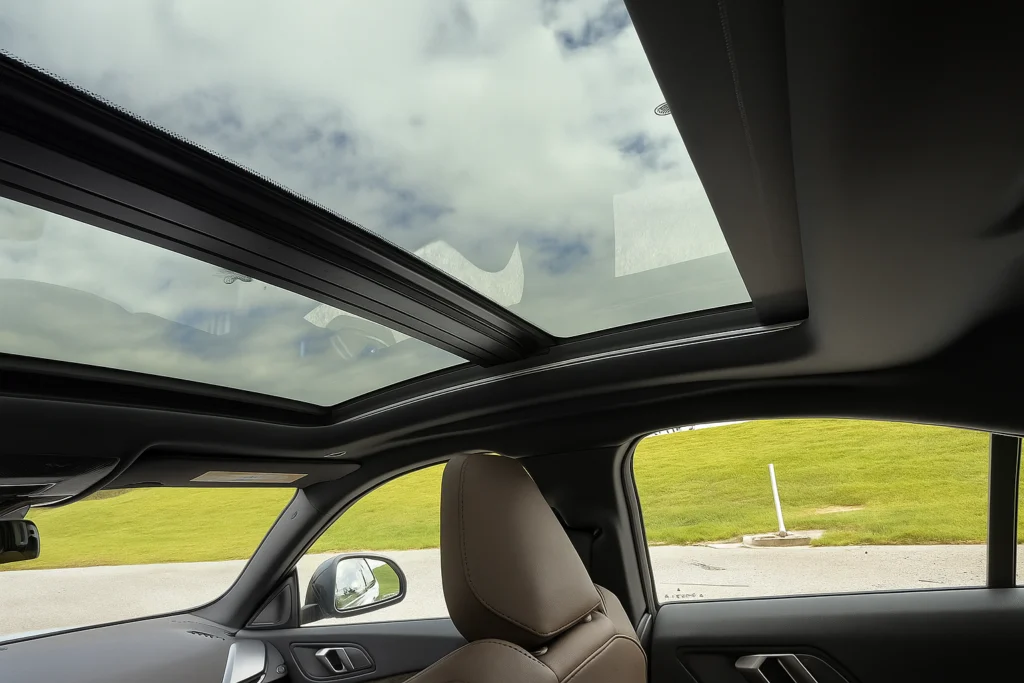 2025 BMW 228 Gran Coupe panoramic sunroof open view