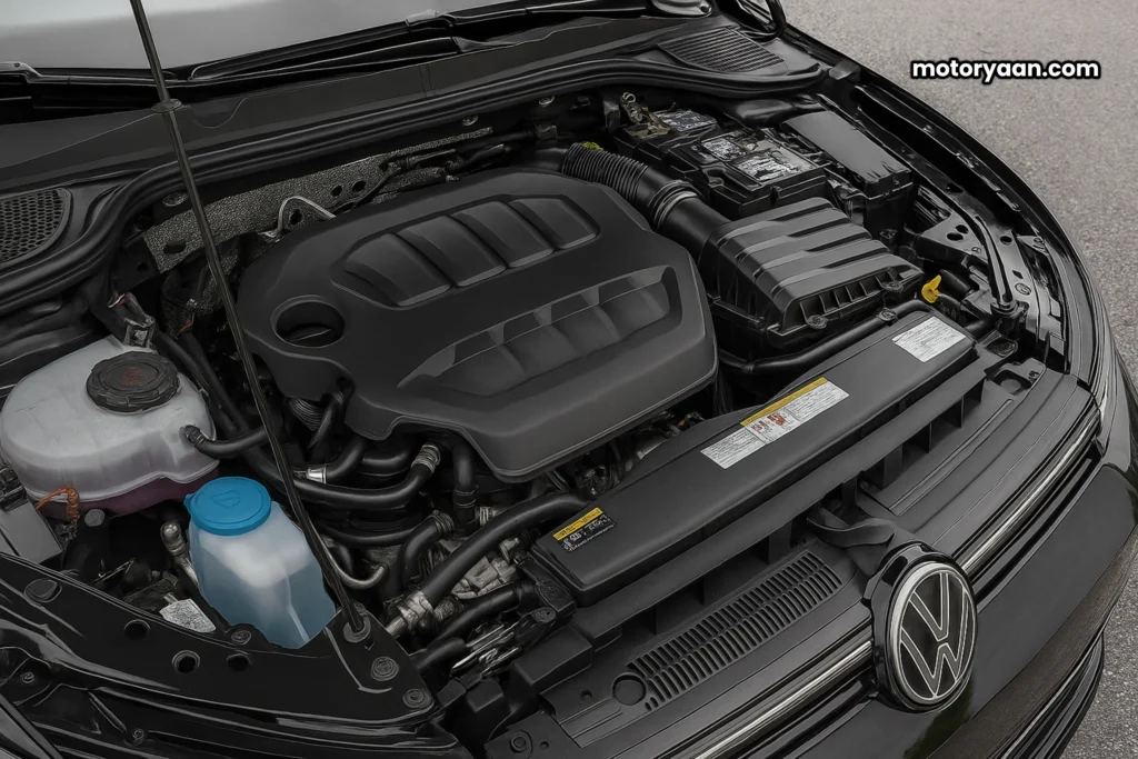 2025 Volkswagen Golf R Black Edition engine bay with 2.0L turbocharged petrol engine