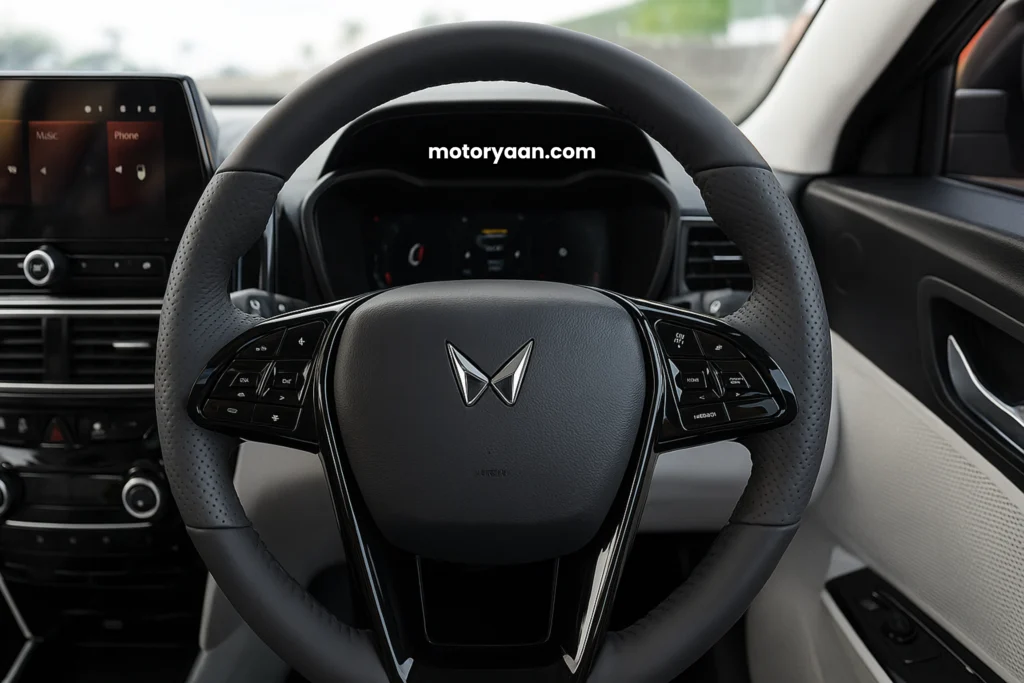 2025 Mahindra XUV 3XO AX5 Price Drop steering wheel with mounted controls
