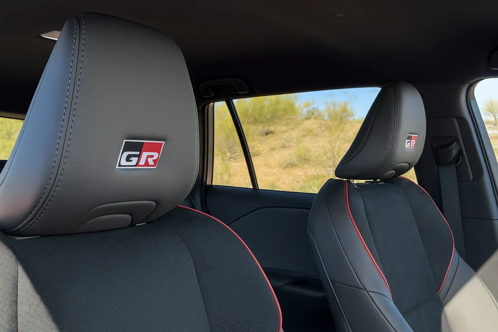 2026 Toyota RAV4 GR Sport front seats with GR logos on headrests