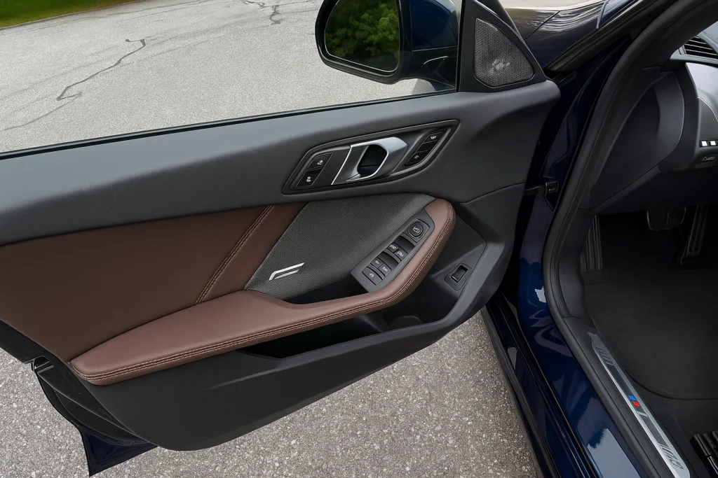 2025 BMW 228 Gran Coupe front door panel with door cards and controls