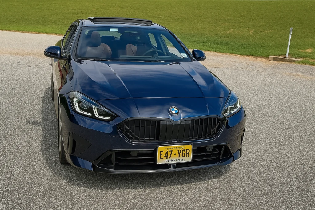 2025 BMW 228 Gran Coupe front view with LED headlights and kidney grille