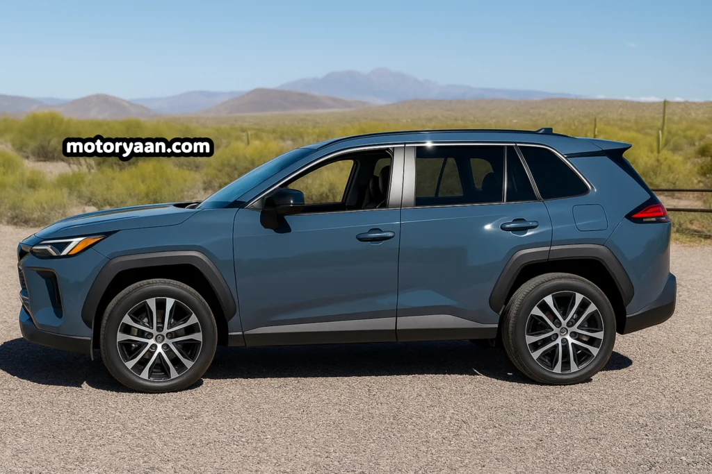 Side view of 2026 Toyota RAV4 Luxo Limited variant with premium alloy wheels