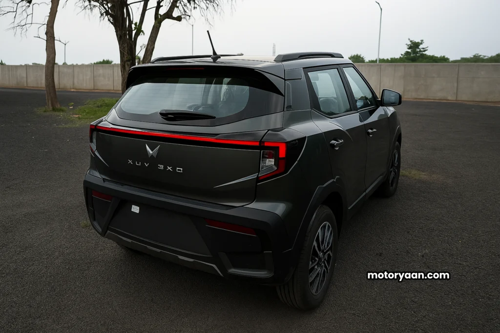 2025 Mahindra XUV 3XO AX5 Price Drop rear and side profile view