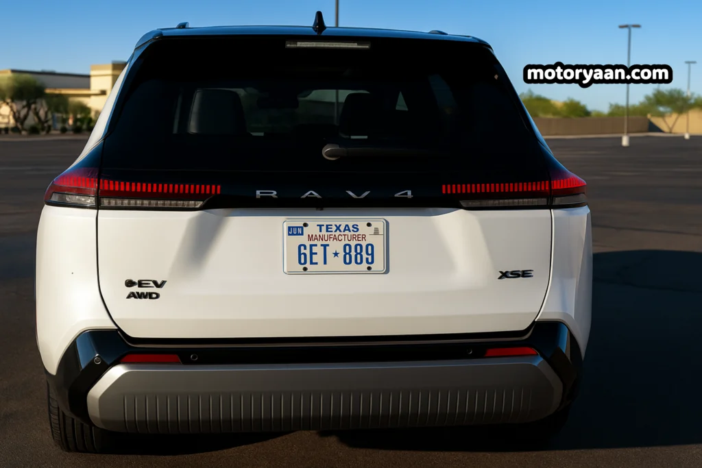 2026 Toyota RAV4 XSE Hybrid rear profile with LED tail lamps