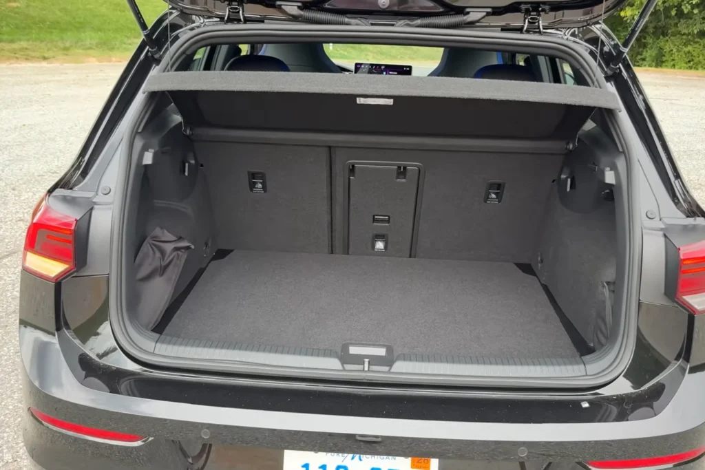 2025 Volkswagen Golf R Black Edition boot space with rear seats upright