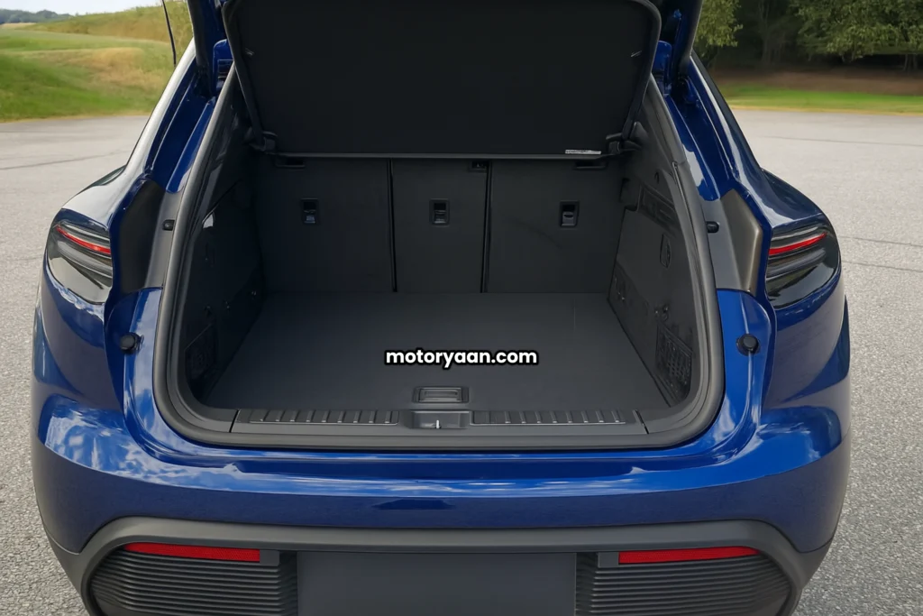 2025 Porsche Macan EV rear trunk boot space with seats folded