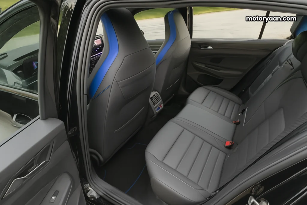 2025 Volkswagen Golf R Black Edition rear seats with leather upholstery