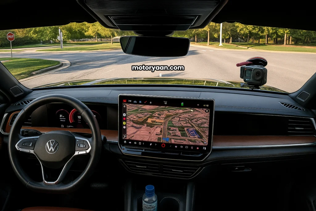 2026 Volkswagen Tiguan Turbo front interior with steering wheel, instrument cluster, and infotainment