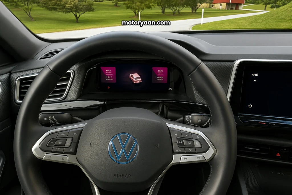 2025 Volkswagen Atlas Cross Sport steering wheel with controls and digital instrument cluster