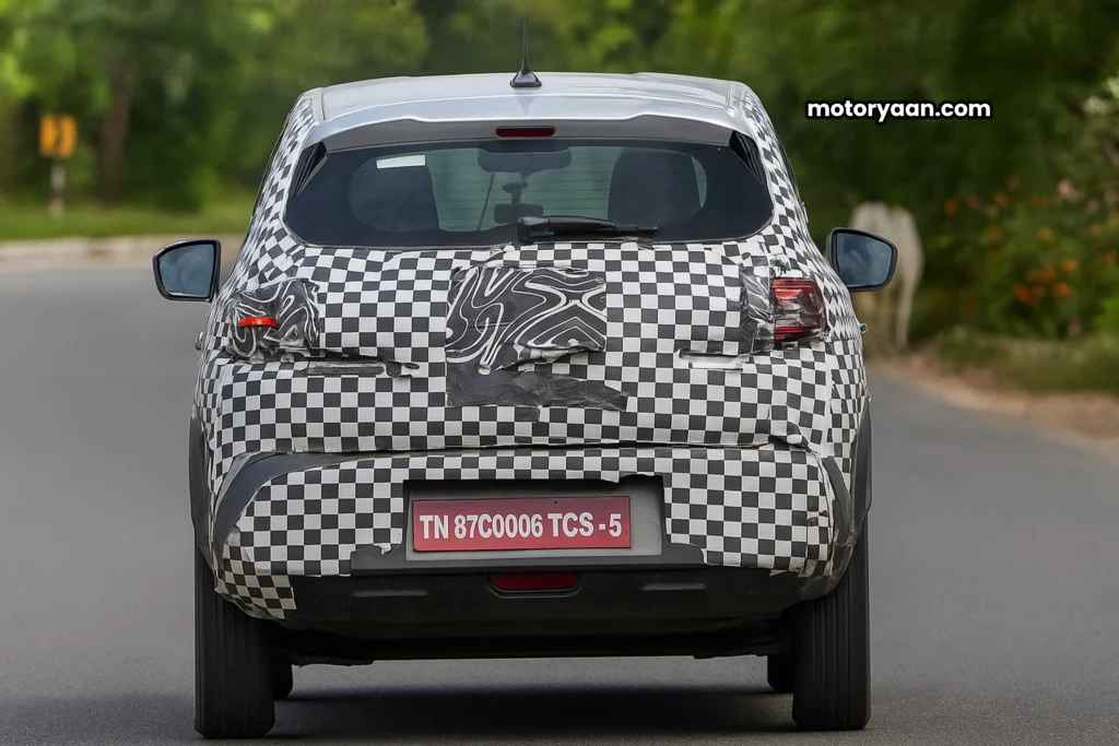 Renault Kwid EV Spied 2026 rear profile in India