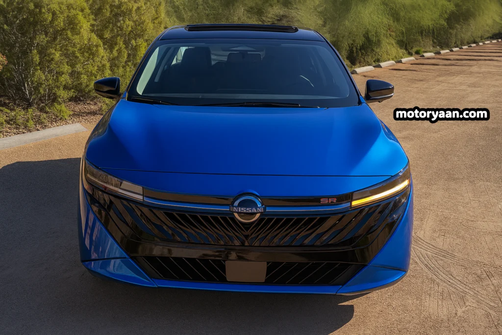 2026 Nissan Sentra SR front profile showcasing updated LED headlights and sporty bumper.