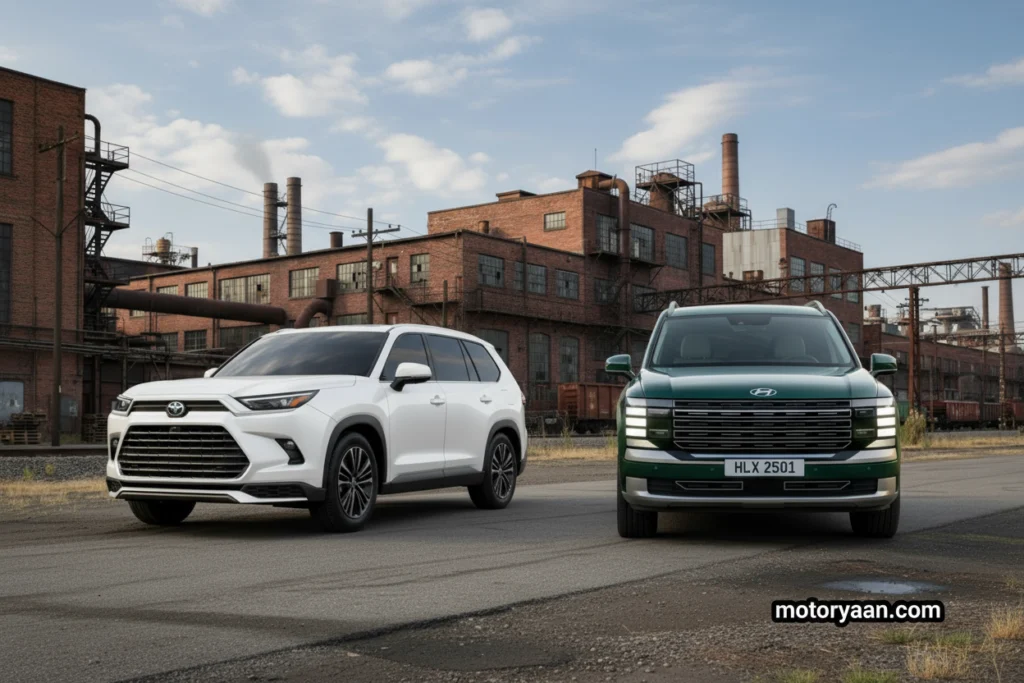 Hyundai Palisade Hybrid vs Toyota Grand Highlander Hybrid exterior view