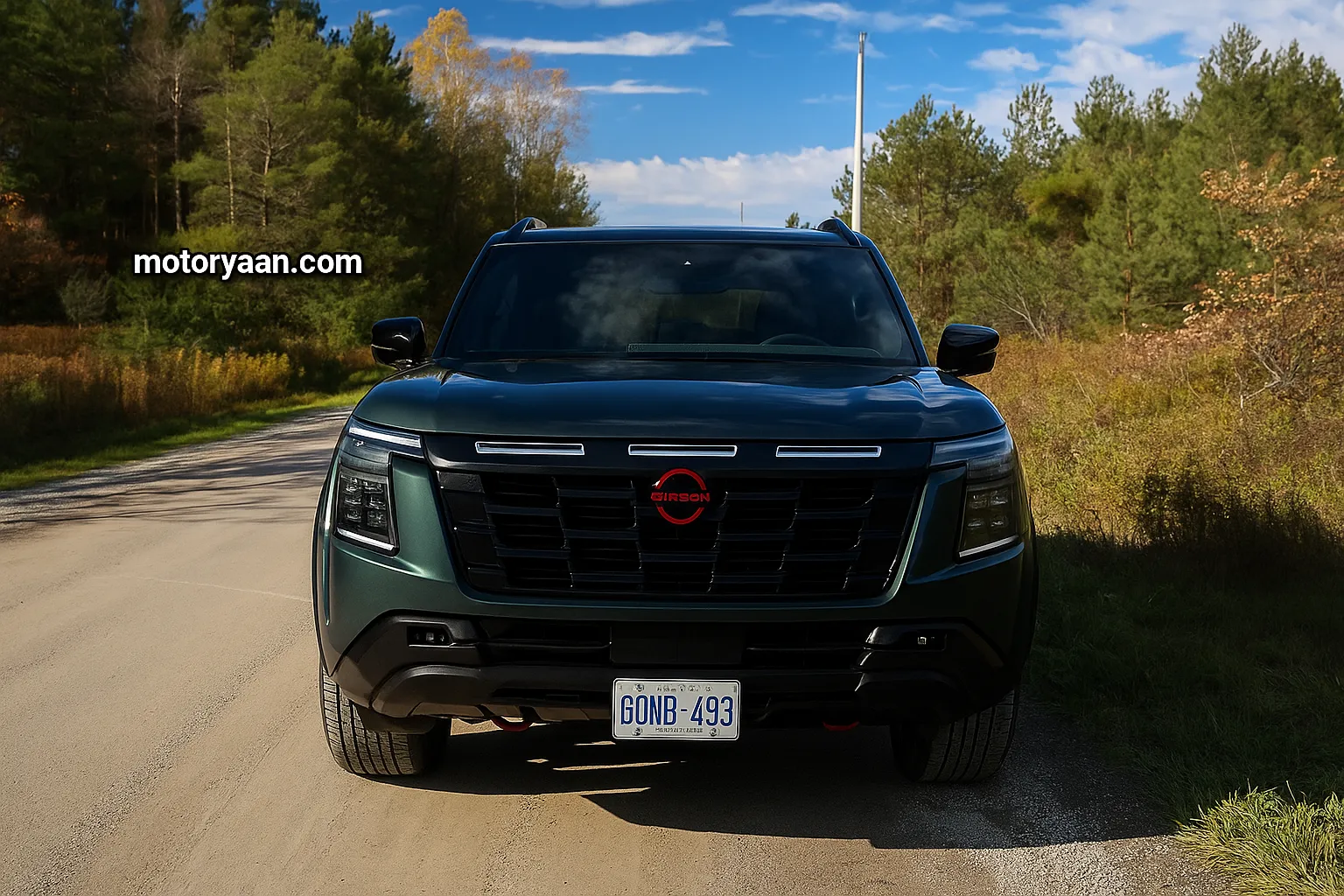 2025 Nissan Armada Pro-4X front profile showcasing bold grille and LED headlights