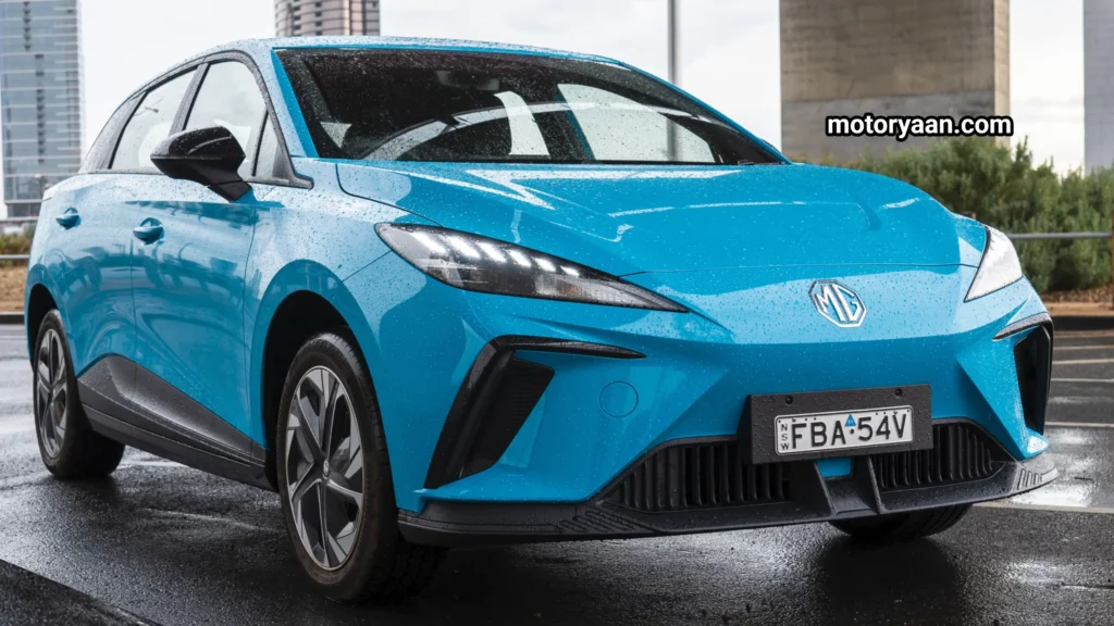 MG S5 EV Detailed Review showing the car’s front and side profile in a clear exterior view.