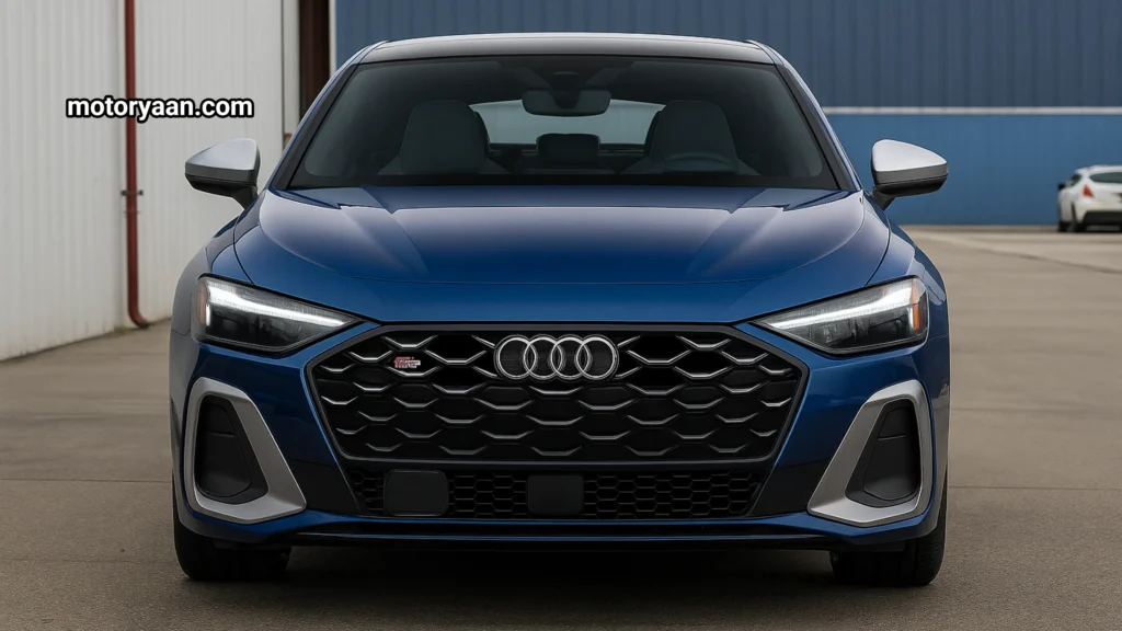 front view of 2025 Audi S5 Prestige showing aggressive grille and LED headlights