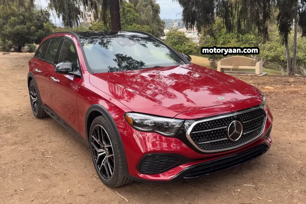 2025 Mercedes Benz E450 All-Terrain front profile with LED headlights and grille