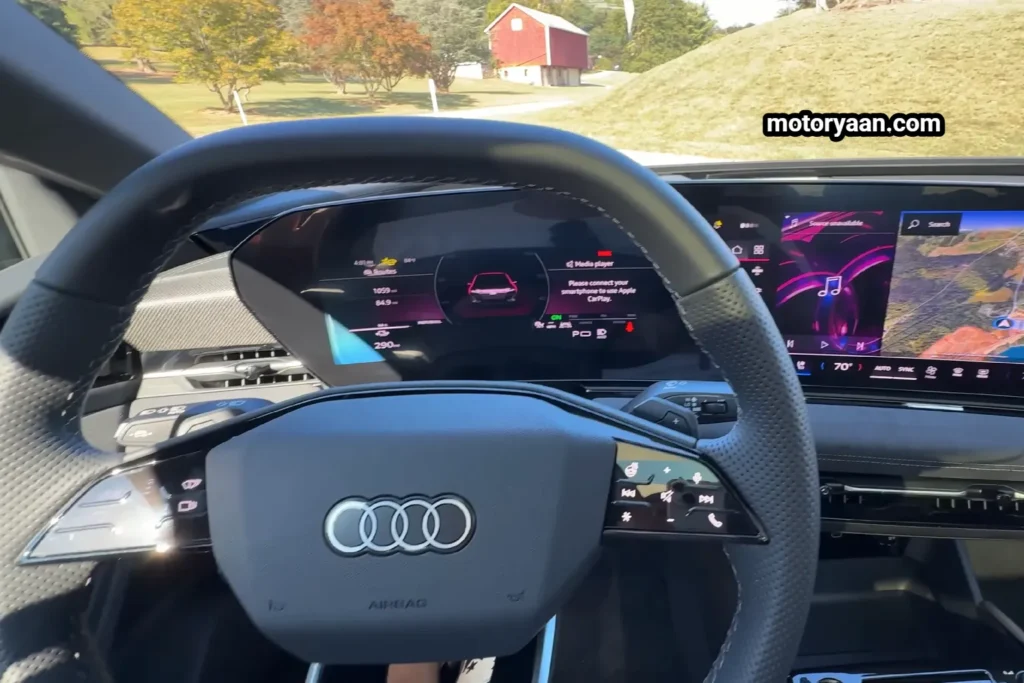 2025 Audi S6 e-tron steering wheel and digital instrument cluster