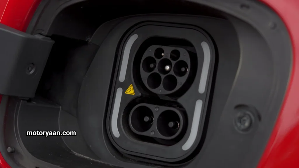 MG S5 EV Detailed Review charging socket showing the vehicle’s charging port design.