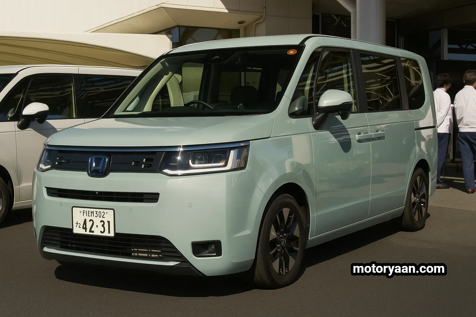 Honda StepWGN front and side profile displayed at Honda Tech Day Japan