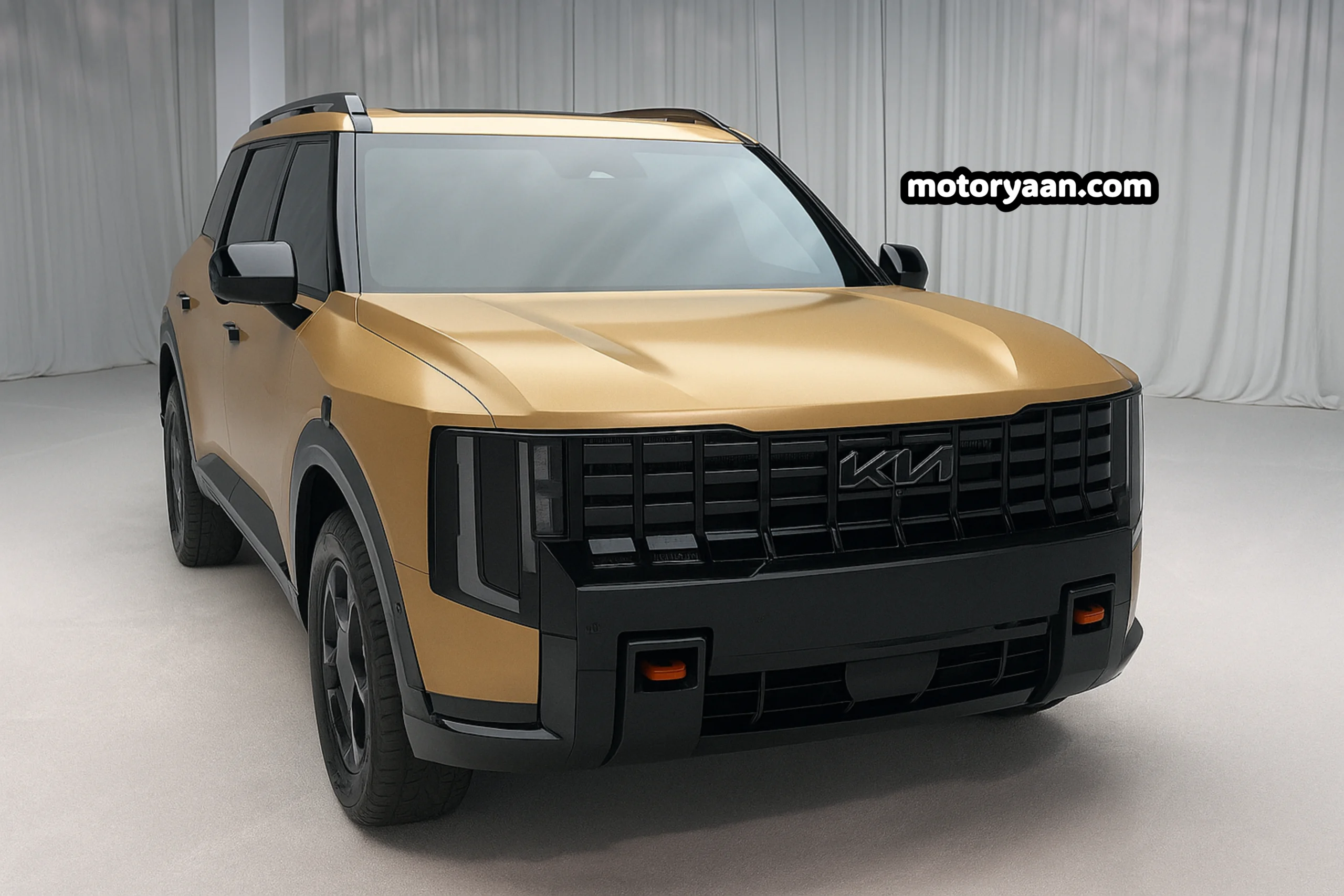 2027 Kia Telluride front and side profile with SUV stance and premium exterior styling