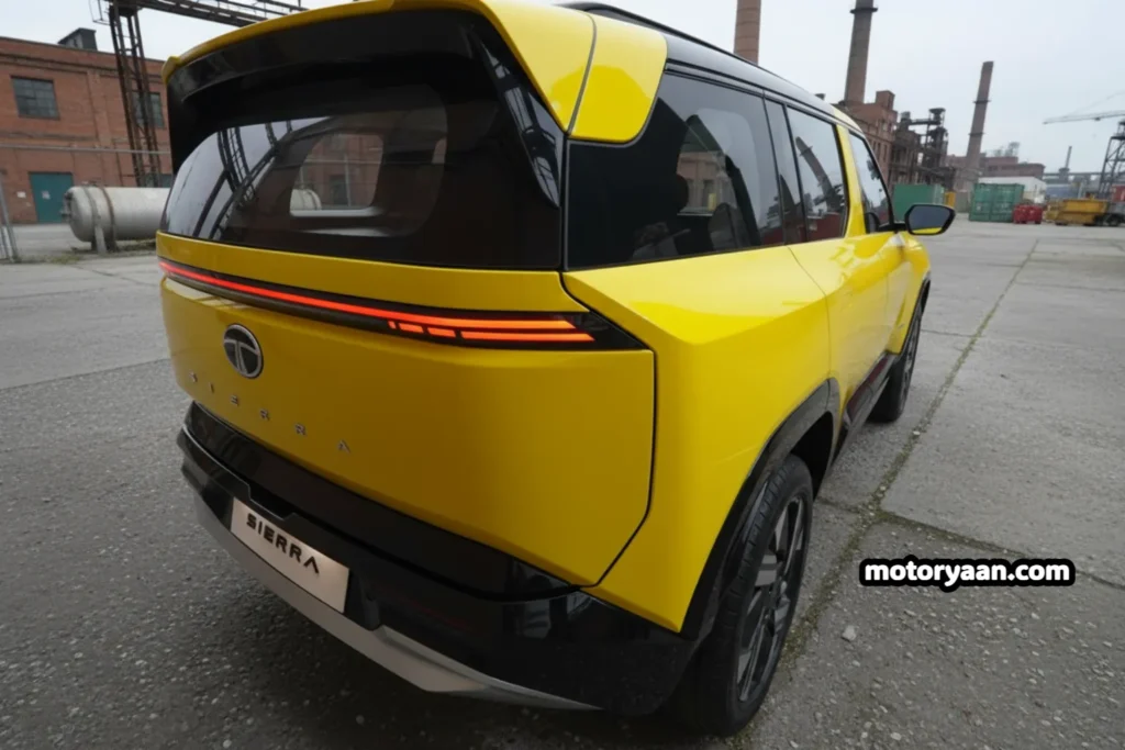 Tata Sierra Design Showcase rear and side profile with new LED tail lights and sculpted body