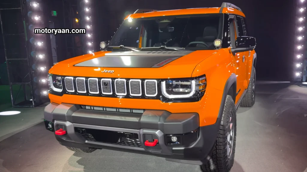 2026 Jeep Recon Moab First Look front and side view rugged stance and electric SUV proportions