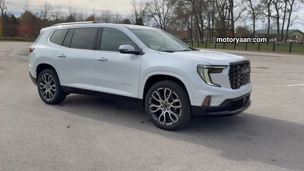2026 GMC Acadia Denali Ultimate clean side profile with 22 inch alloy wheels