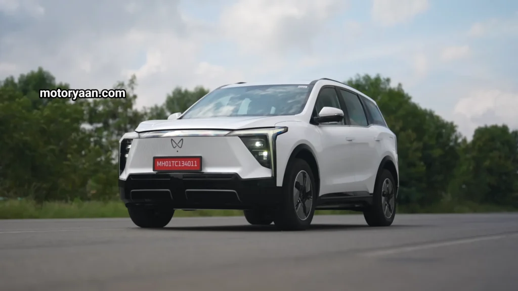 Mahindra XEV 9S exterior front and side angle view