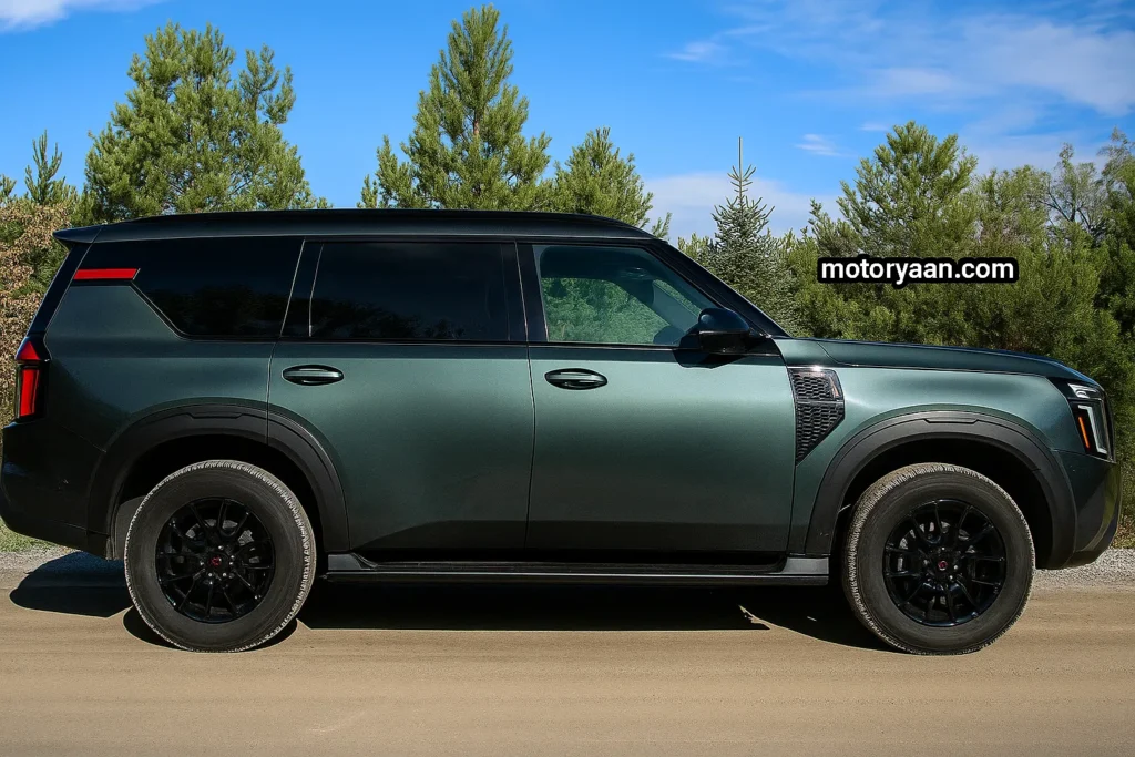 2025 Nissan Armada Pro-4X full side profile showing body design and wheel arches