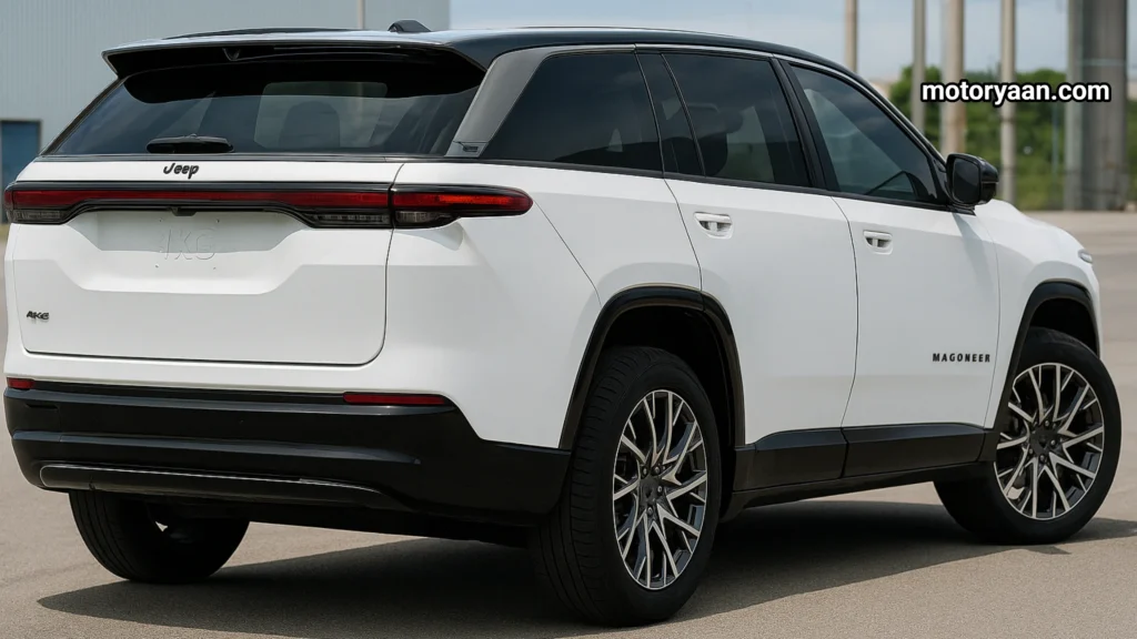 2025 Jeep Wagoneer S Review side and rear profile showcasing LED tail lamps and SUV stance