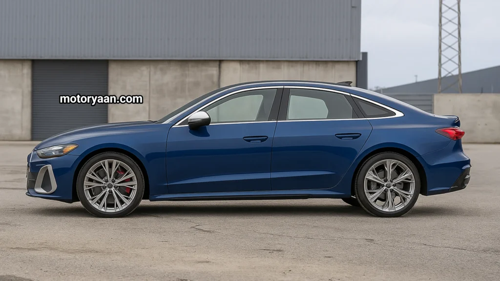 side profile of 2025 Audi S5 Prestige showcasing coupe-like stance and sharp character lines