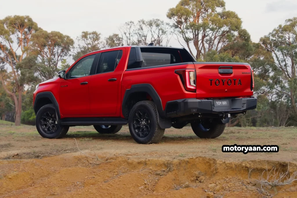 2026 Toyota Hilux rear and side profile displaying LED taillights and tailgate badging.