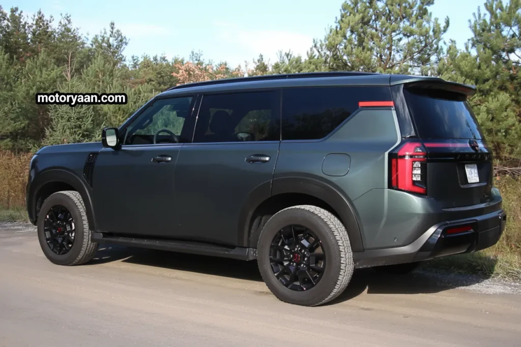 2025 Nissan Armada Pro-4X side and rear profile with LED tail lamps