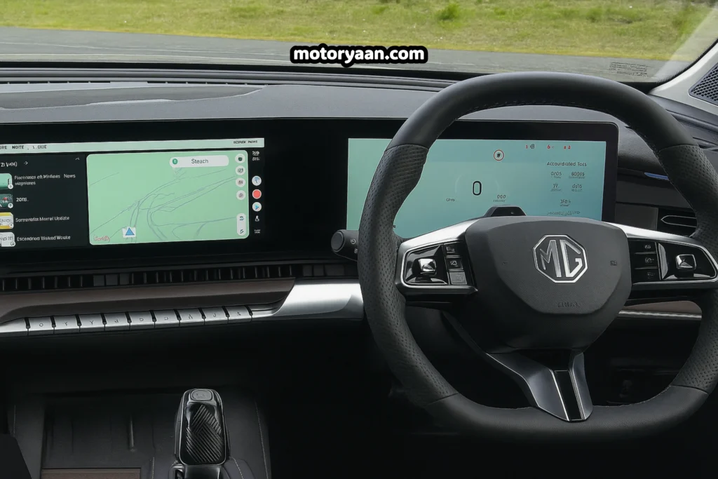 2025 MG QS Essence interior dashboard with steering wheel infotainment and instrument cluster