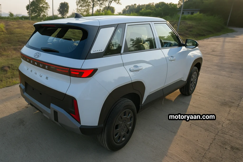 2025 Hyundai Venue HX2 rear and side profile showing LED tail lamps and rear bumper