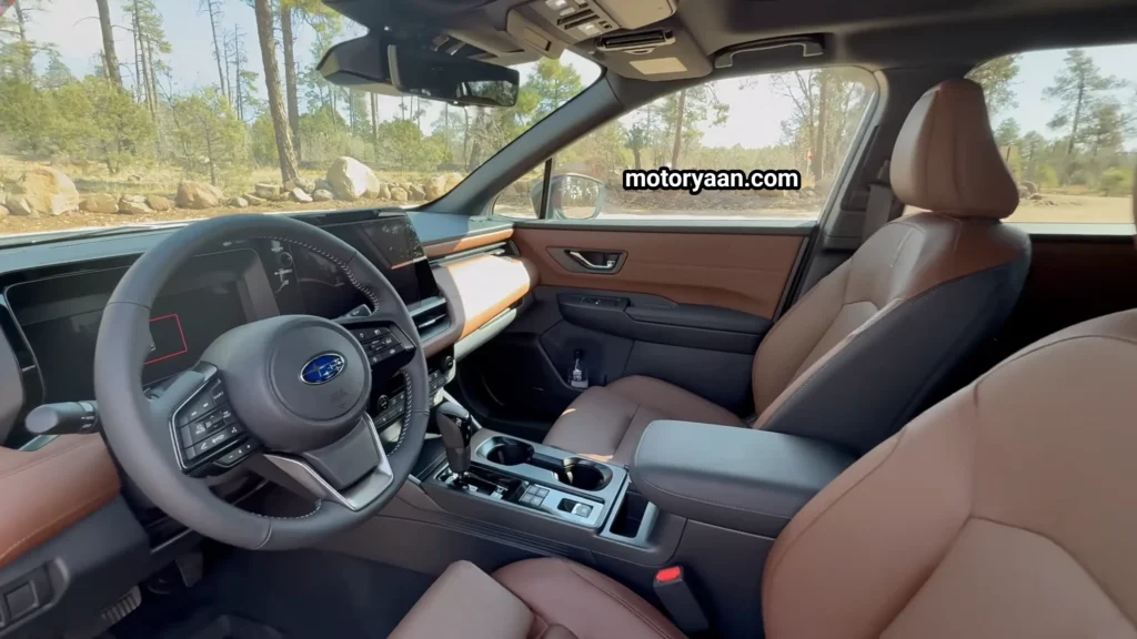 2026 Subaru Outback front interior dashboard steering wheel center console and seats