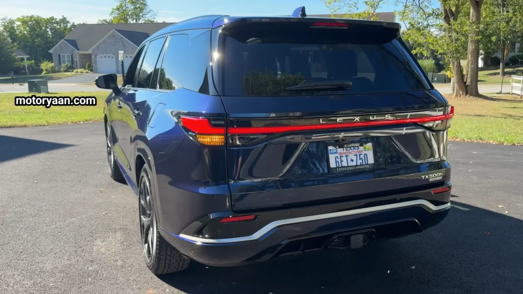 2026 Lexus TX500h F Sport rear exterior with LED tail lights