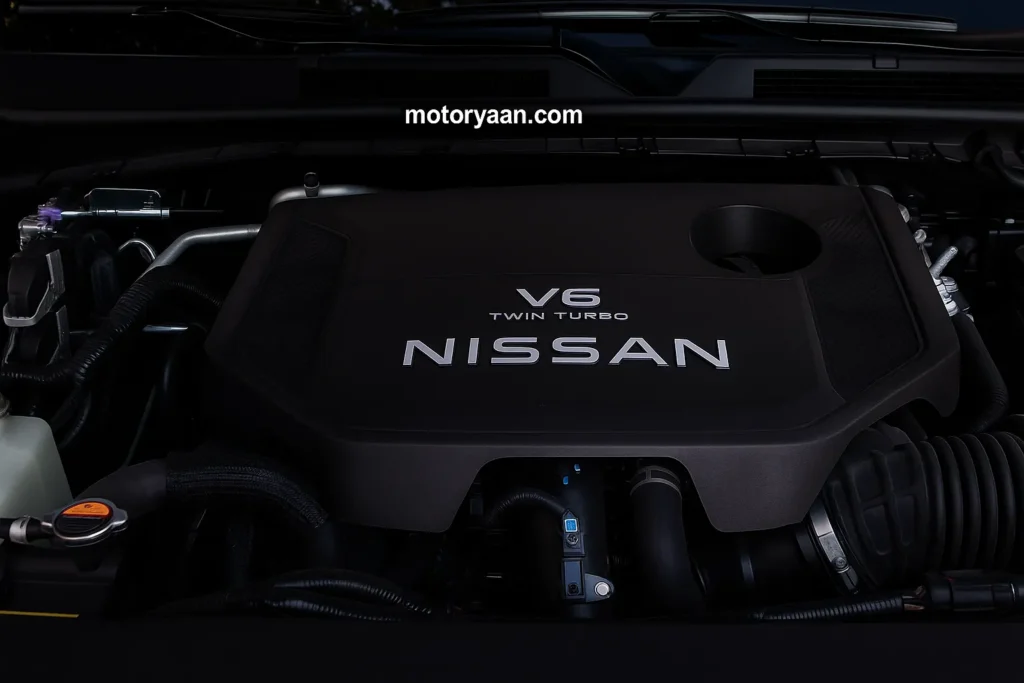 2025 Nissan Armada Pro-4X engine bay showcasing powerful V8 engine setup