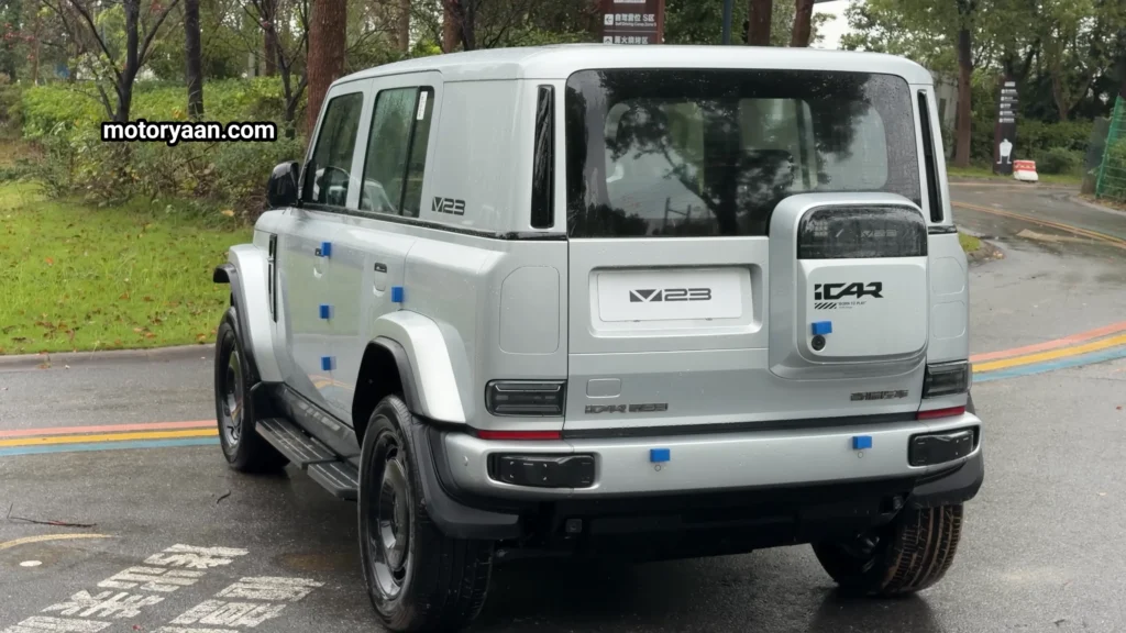 iCar V23 Review rear profile with LED tail lamps and boxy design