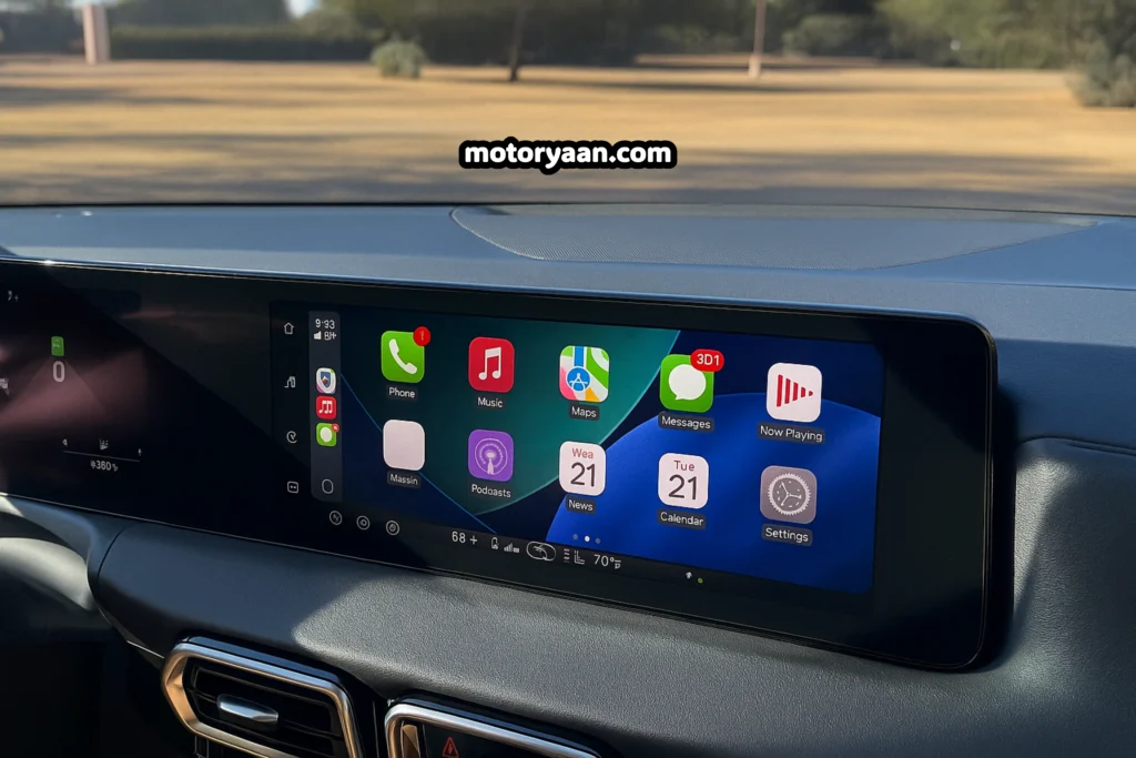 2026 Nissan Sentra SR infotainment system touchscreen display showing UI layout.