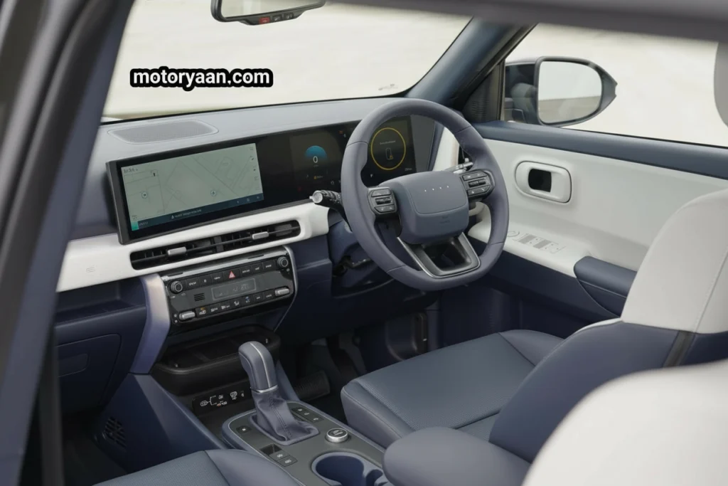 2026 Hyundai Venue Second Generation complete front interior with steering wheel, infotainment system, and center console2026 Hyundai Venue Second Generation complete front interior with steering wheel, infotainment system, and center console