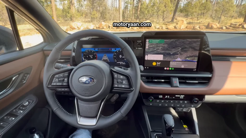 2026 Subaru Outback front interior steering wheel instrument cluster and infotainment