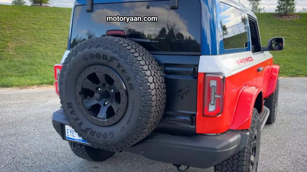 2025 Ford Bronco Strop Edition rear profile with spare wheel close-up