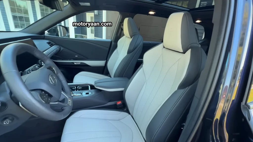 2026 Lexus TX500h F Sport front interior dashboard and front seats